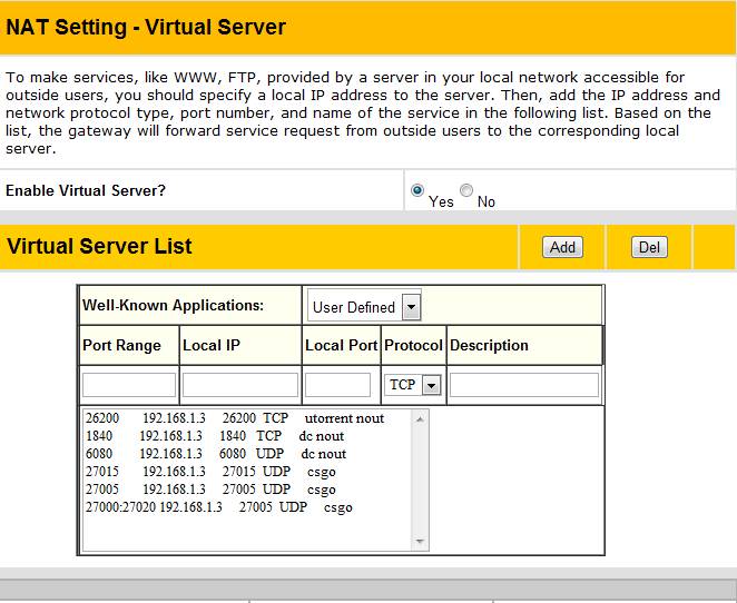 Virtual Server. Port Forwarding