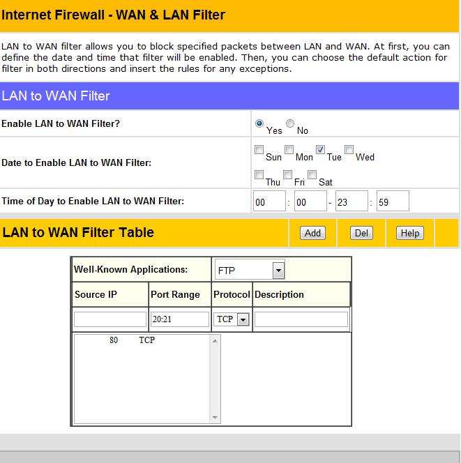 Firewall - WAN and LAN filter