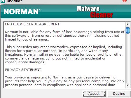 Norman Malware Cleaner - скриншот 1 - лицензия