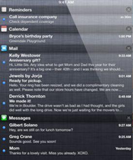 iOS 5, Экран уведомлений