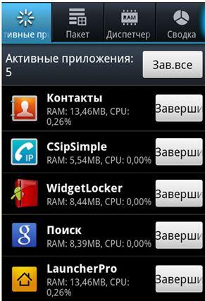 Недавние приложения Android 4