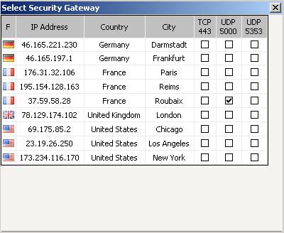 Список серверов SecurityKISS