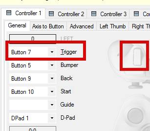 Xbox 360 Controller Emulator назначение правого курка джойстика