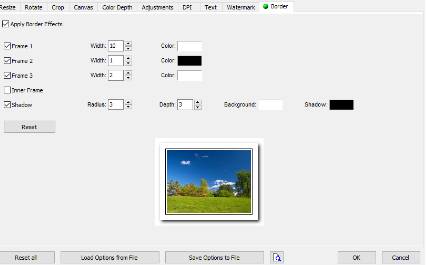 FastStone Photo Resizer - добавление рамки к нескольким фотографиям или изображениям