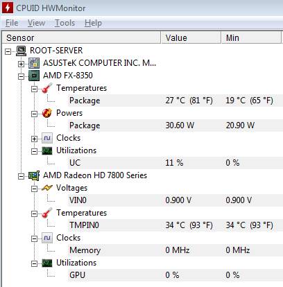 температуры AMD 8350 в простое