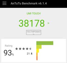 очки в тесте AnTuTu Benchmark - обзор UMI TOUCH 4G Phablet - скриншот 15