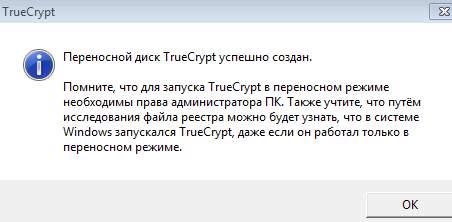 truecrypt - уведомление