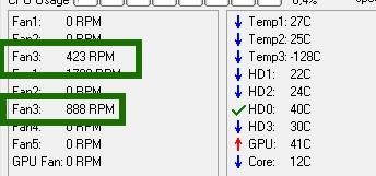 программа speedfan - использование - скриншот 7 - температура и скорость кулеров