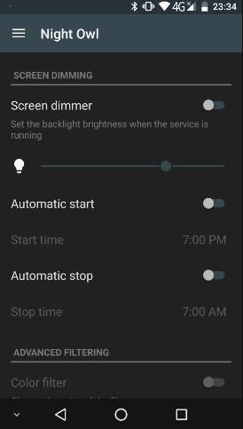 снижаем яркость экрана Android - night owl - скриншот 1 - главное окно