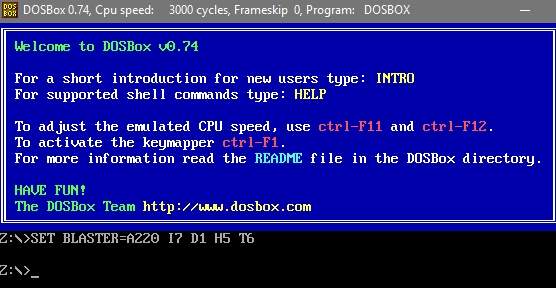 главное окно программы DOSBox