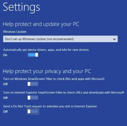 Как установить Windows 8 - скриншот 14 - настройка защиты и безопасности