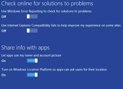 Как установить Windows 8 - скриншот - настройка после установки - отключение шпионажа