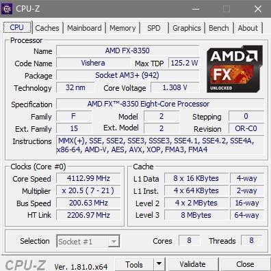 CPU Z - как узнать какой процессор - главное окно программы - скриншот 2