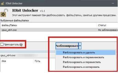 IObit Unlocker - разблокировка и принудительное удаление/перемещение/копирование папки или программы - скриншот 4