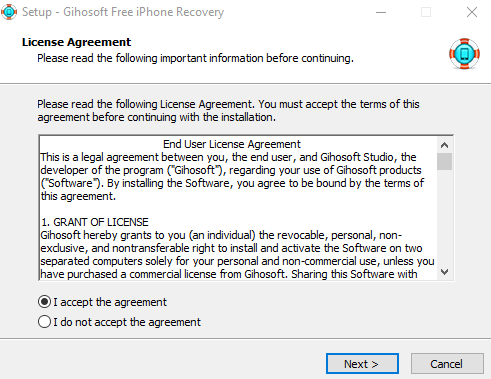Восстановление данных с Вашего смартфона - iPhone Gihosoft Data Recovery - установка скриншот 1