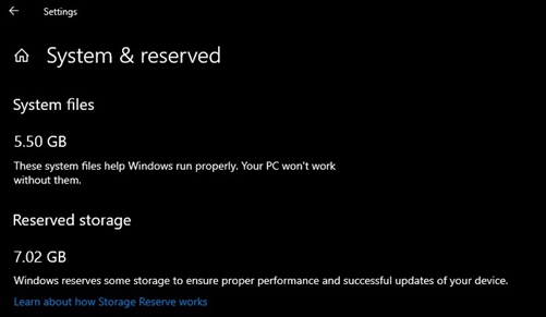 Как отключить «зарезервированное хранилище» в Windows 10 1903 и старше - скриншот 1