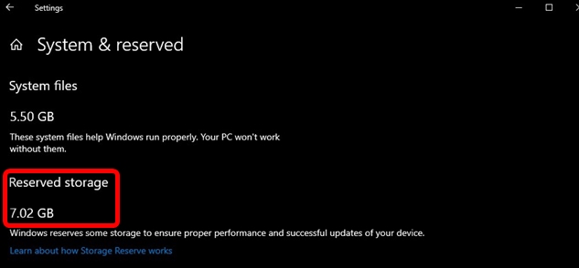 Как отключить «зарезервированное хранилище» в Windows 10 1903 и старше - скриншот 4