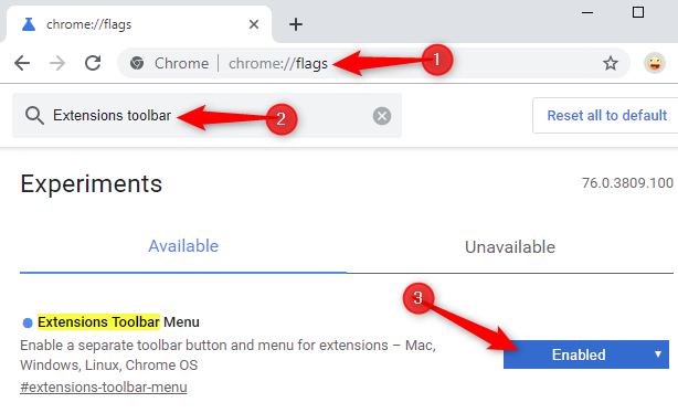 Как включить меню новых расширений Google Chrome - скриншот 2