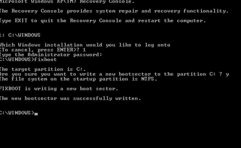 fixboot восстановление загрузки системы и Trojan Winlock - скриншот 1
