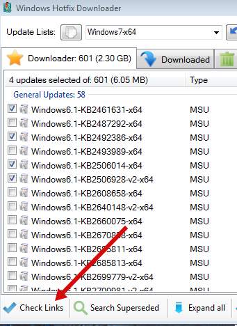 Windows Hotfix Downloader - проверка ссылок на загрузку обновлений