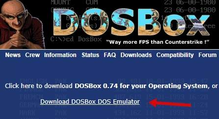 сайт эмулятора DOSBox