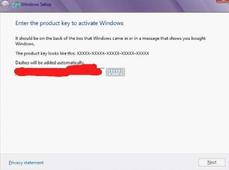 Как установить Windows 8 - скриншот 3 - ввод ключа