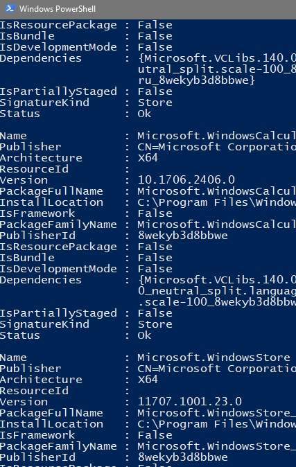 Как удалить приложения Windows 10 - список пакетов - скриншот 5