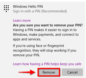 Как удалить свой ПИН-код и другие параметры входа из Windows 10 - скриншот 6
